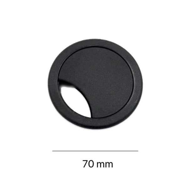 1004-001 Pasacables redondo para cubierta de escritorio Cerrajes Ø=60mm  Negro