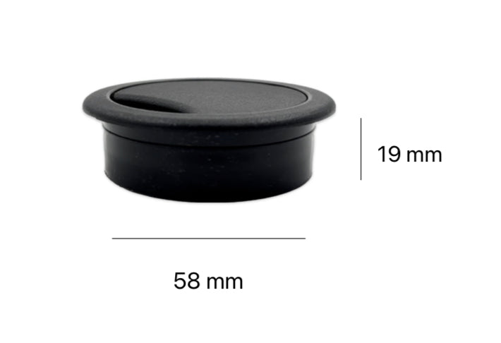 1004-001 Pasacables redondo para cubierta de escritorio Cerrajes Ø=60mm  Negro